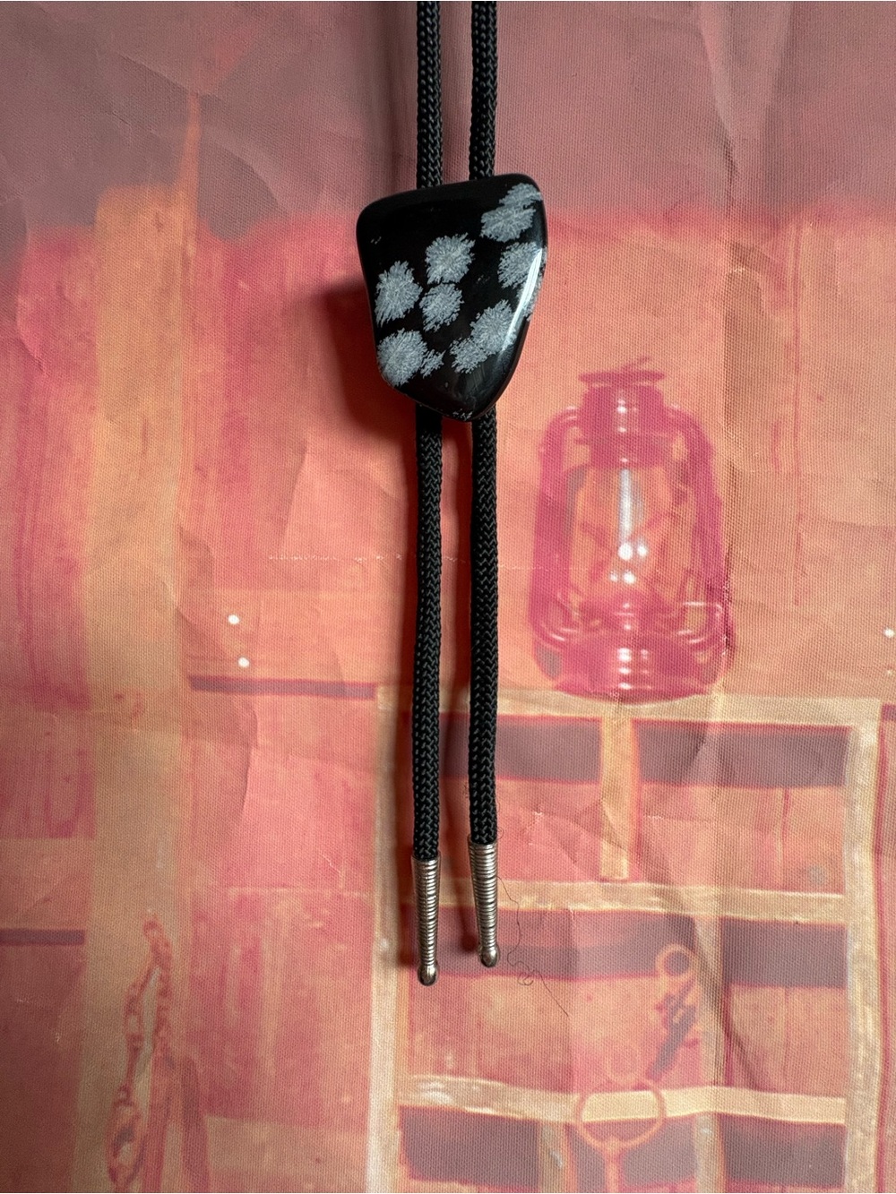 Vintage Snowflake Obsidian Bolo Tie